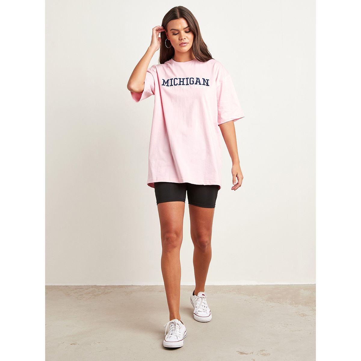 Styli Oversized Michigan Print Longline T-Shirt-women-clothing-tshirts-image-2