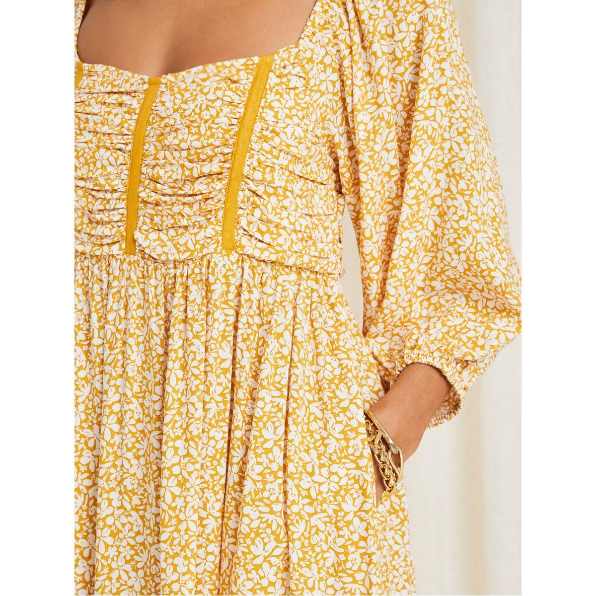 Styli Floral AOP Ruched Detail A-Line Midi Dress-women-clothing-dresses-image-3