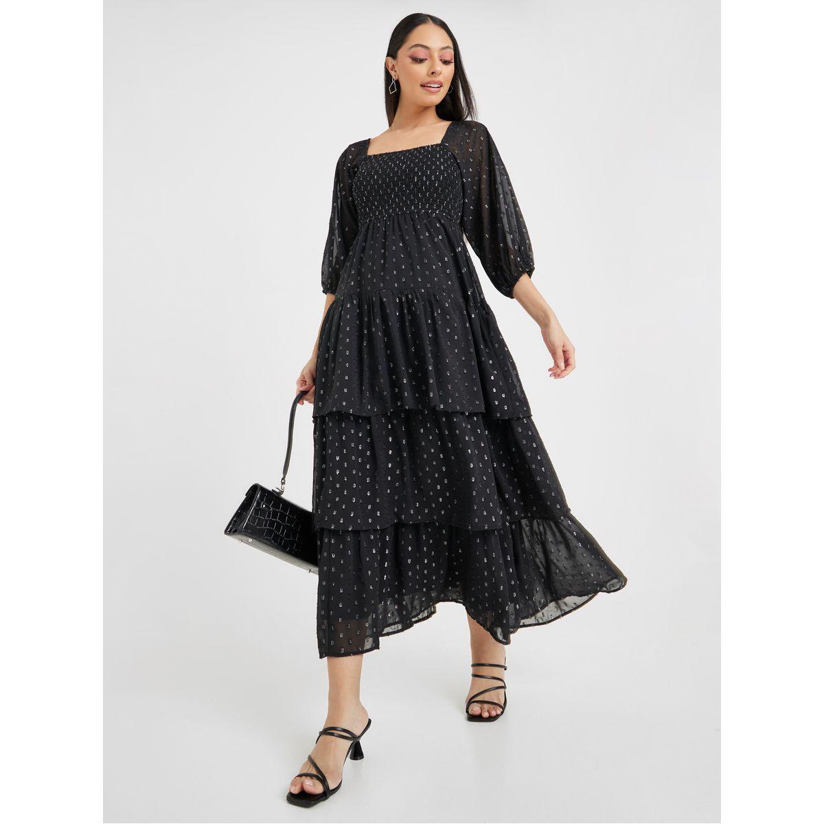 Styli Lurex Textured Tiered Maxi Dress-women-clothing-dresses-image-2