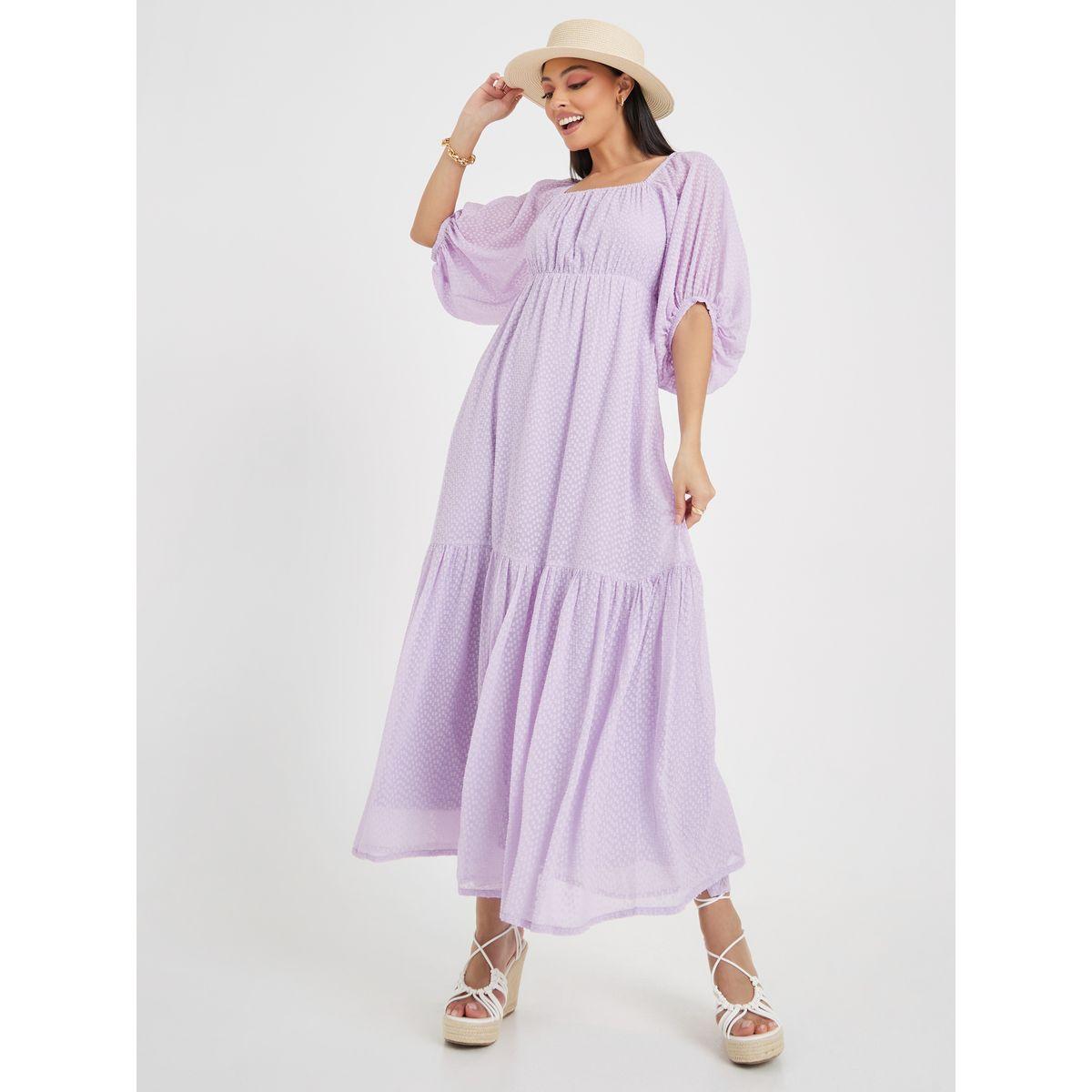 Styli Square Neck Dobby Tiered Maxi Dress-women-clothing-dresses-image-1