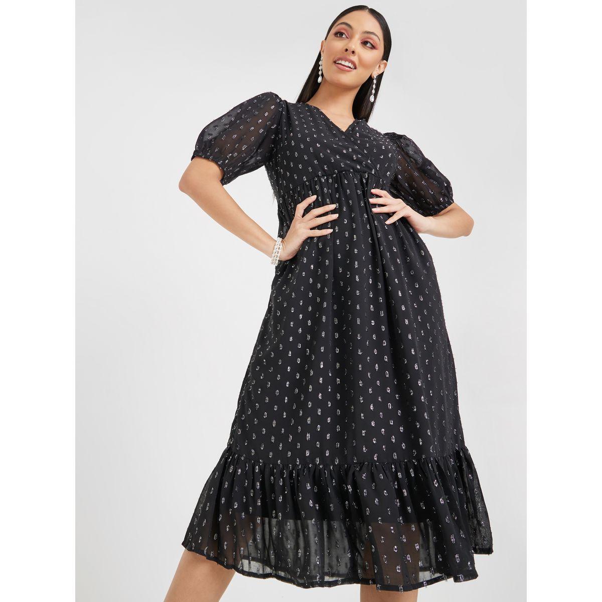 Styli Lurex Textured A-Line Midi Dress-women-clothing-dresses-image-1