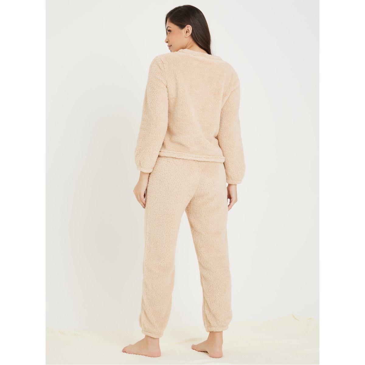 Styli Unwind Heart Embroidery Fleece Cuff Top & Cuff Pyjama Set-women-clothing-nightwear-pyjamas-longsets-image-6