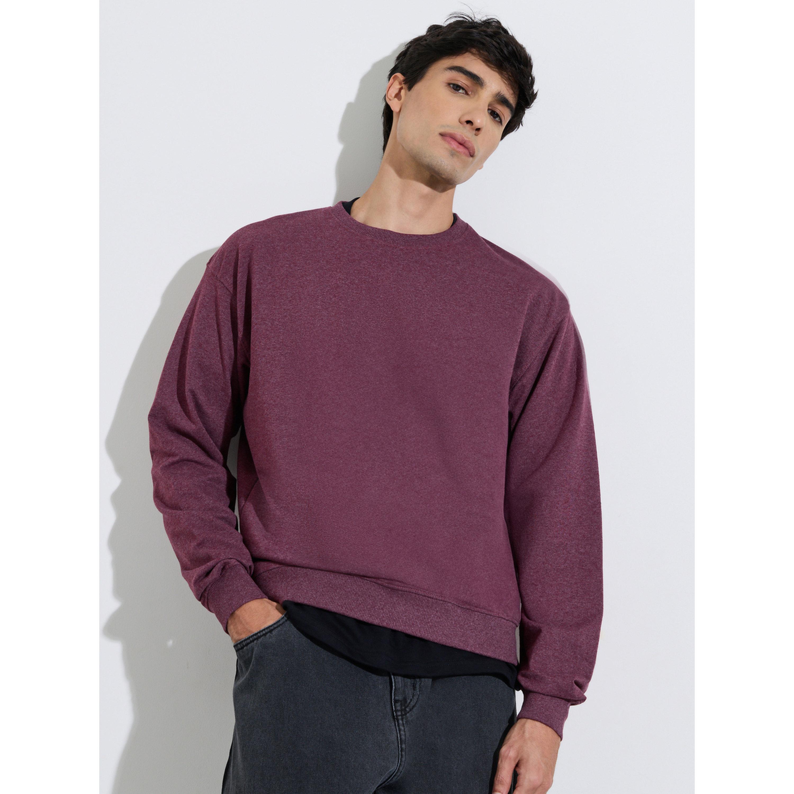 سويتر قطن بقصة مريحة - أرجواني-men-winterwear-hoodiesandsweatshirts-image-1
