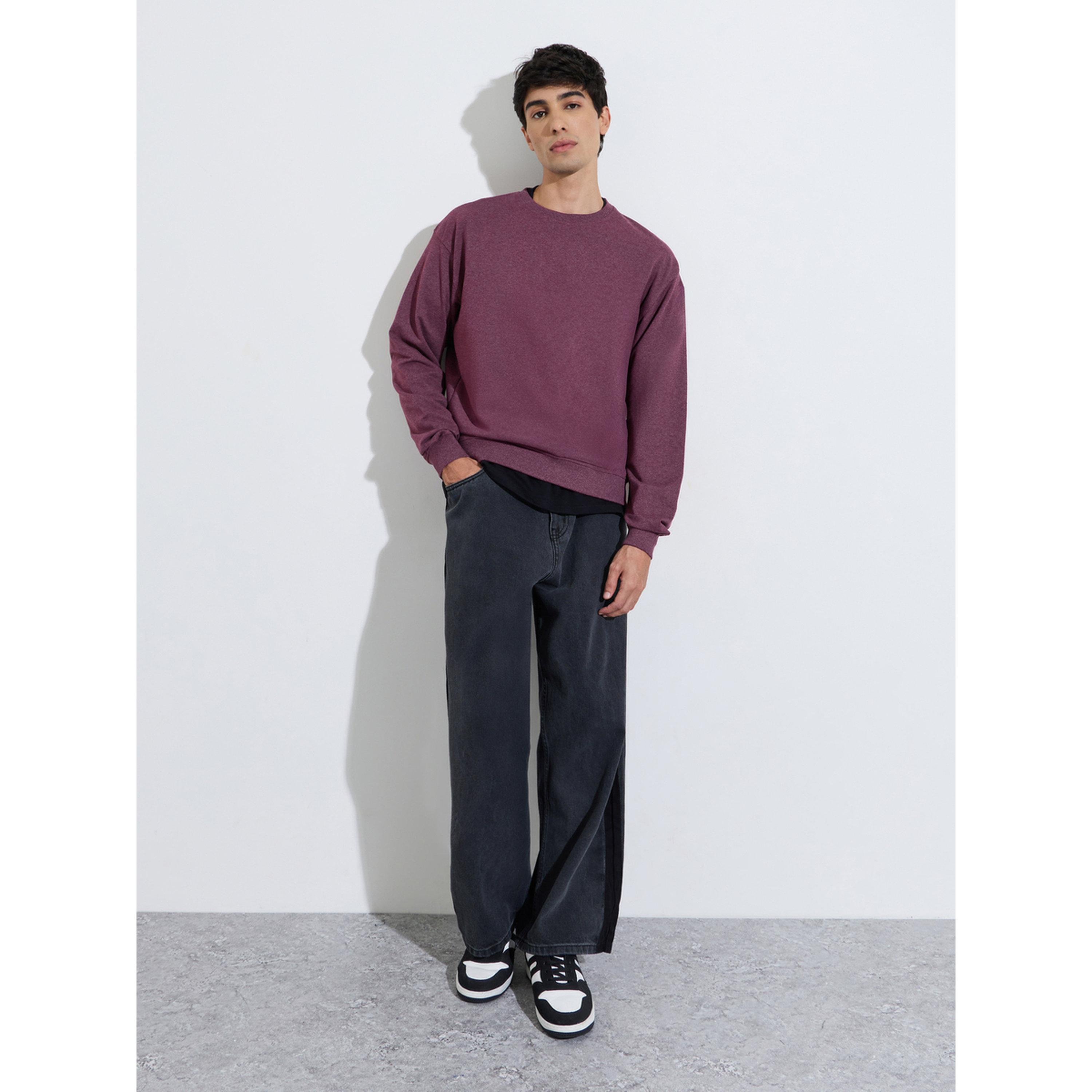 سويتر قطن بقصة مريحة - أرجواني-men-winterwear-hoodiesandsweatshirts-image-2