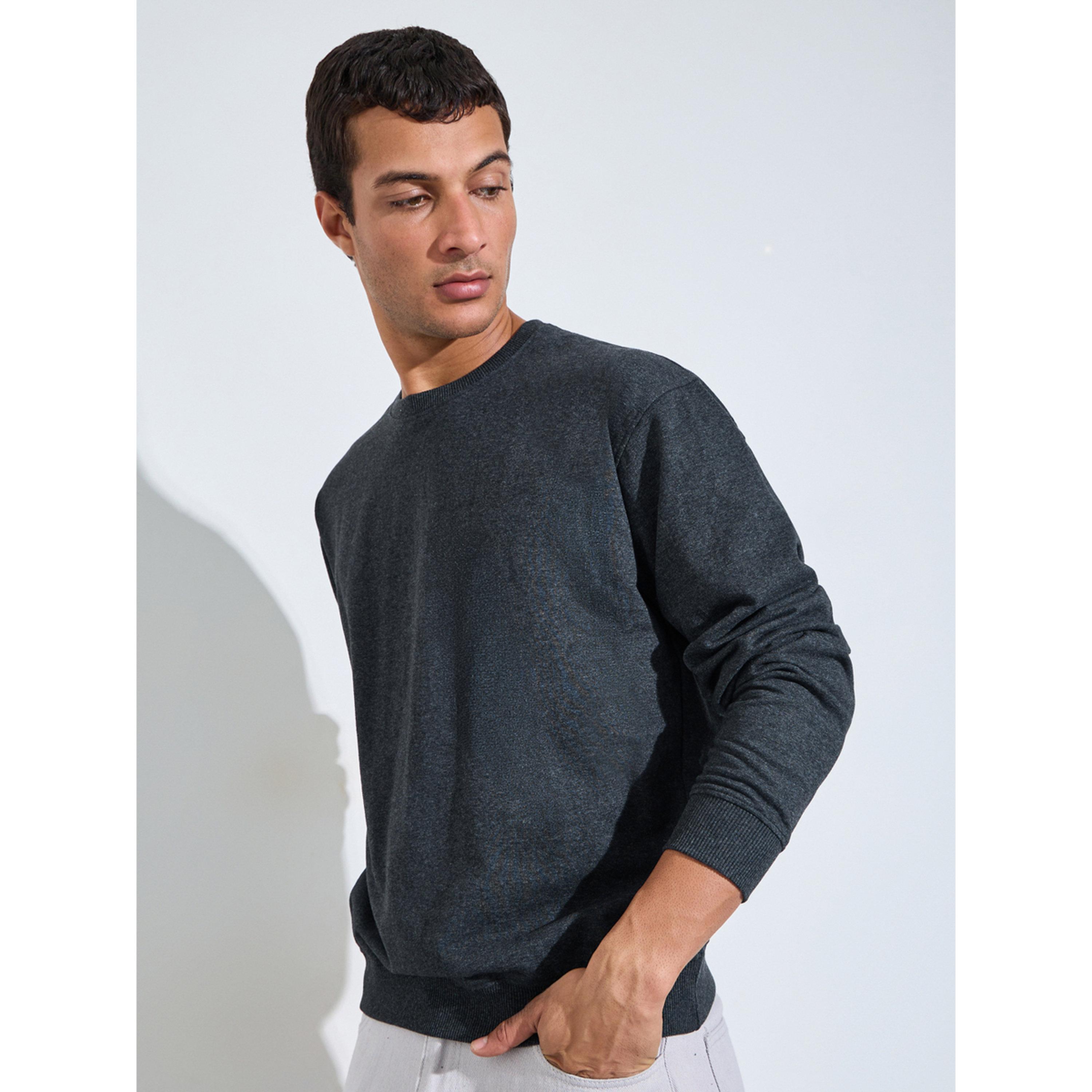 Styli Charcoal Relaxed Fit Terry Sweatshirt-men-winterwear-hoodiesandsweatshirts-image-1