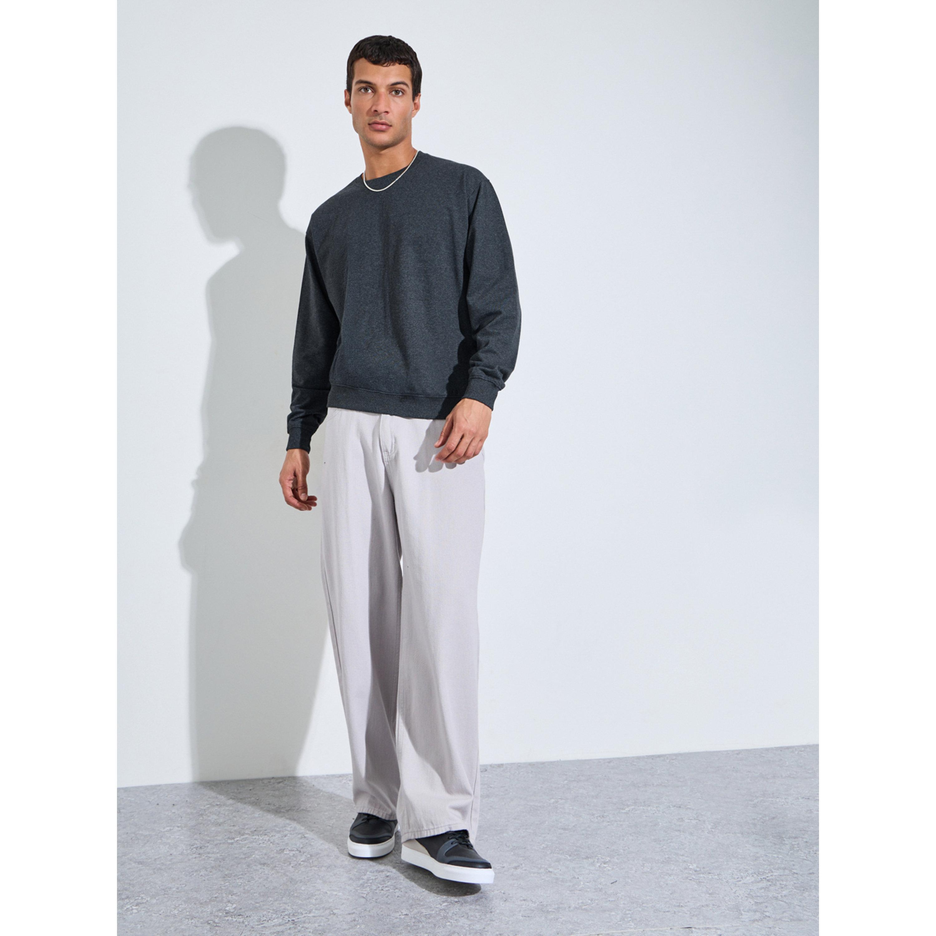 Styli Charcoal Relaxed Fit Terry Sweatshirt-men-winterwear-hoodiesandsweatshirts-image-2
