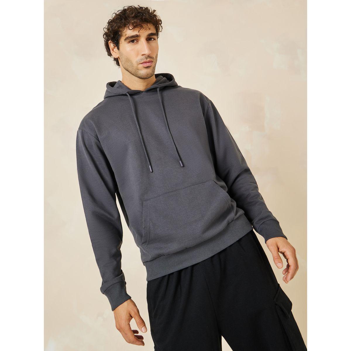 Styli Relaxed Fit Fleece Hoodie with Kangaroo Pocket-men-winterwear-hoodiesandsweatshirts-image-1
