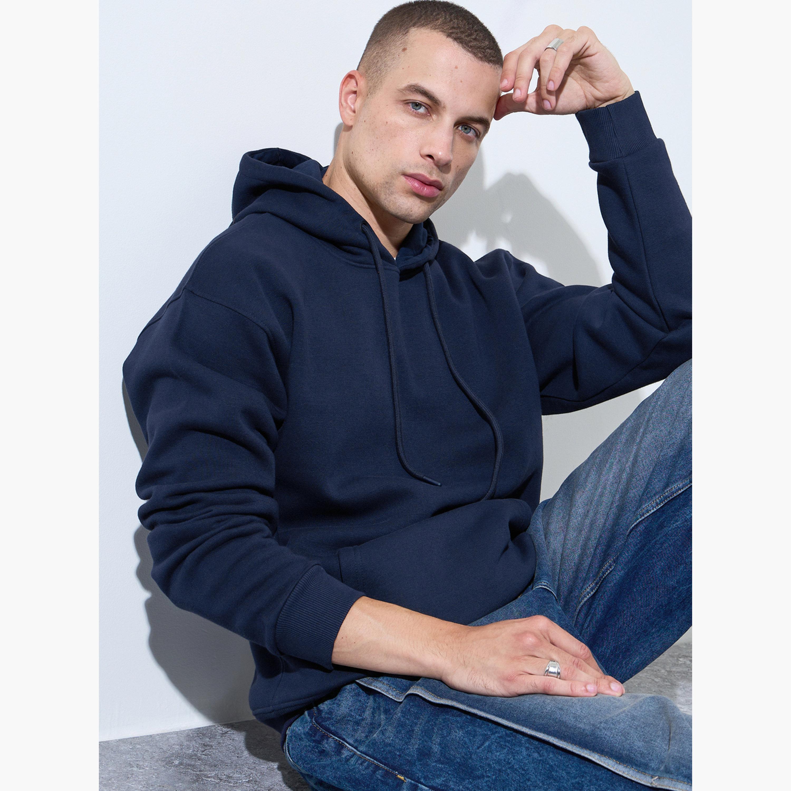 هودي صوف بقصة مريحة مع جيب كانغرو-men-winterwear-hoodiesandsweatshirts-image-3