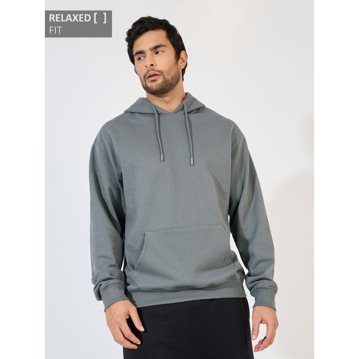 Styli Relaxed Fit Fleece Hoodie with Kangaroo Pocket-men-winterwear-hoodiesandsweatshirts-image-1