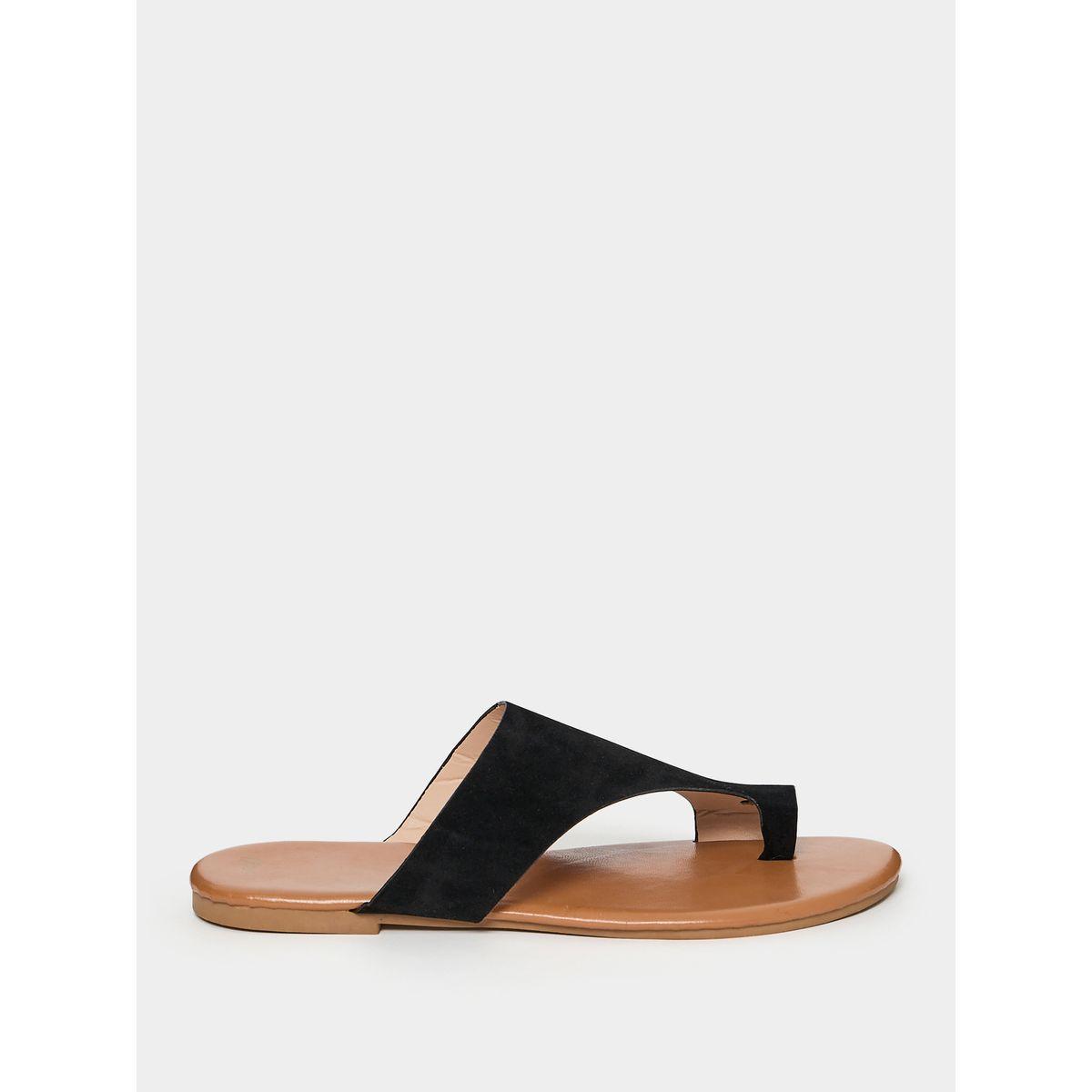 Styli Solid Toe Detail Flat Sandal-women-shoes-sandals-flats-image-2