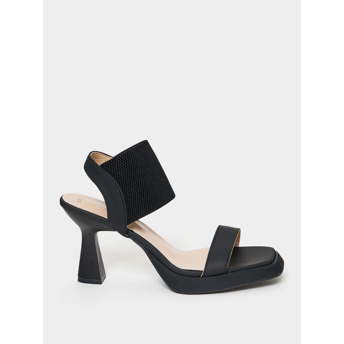 Styli Textured Thick Ankle Strap Mid Heel Sandal-women-shoes-heels-image-2