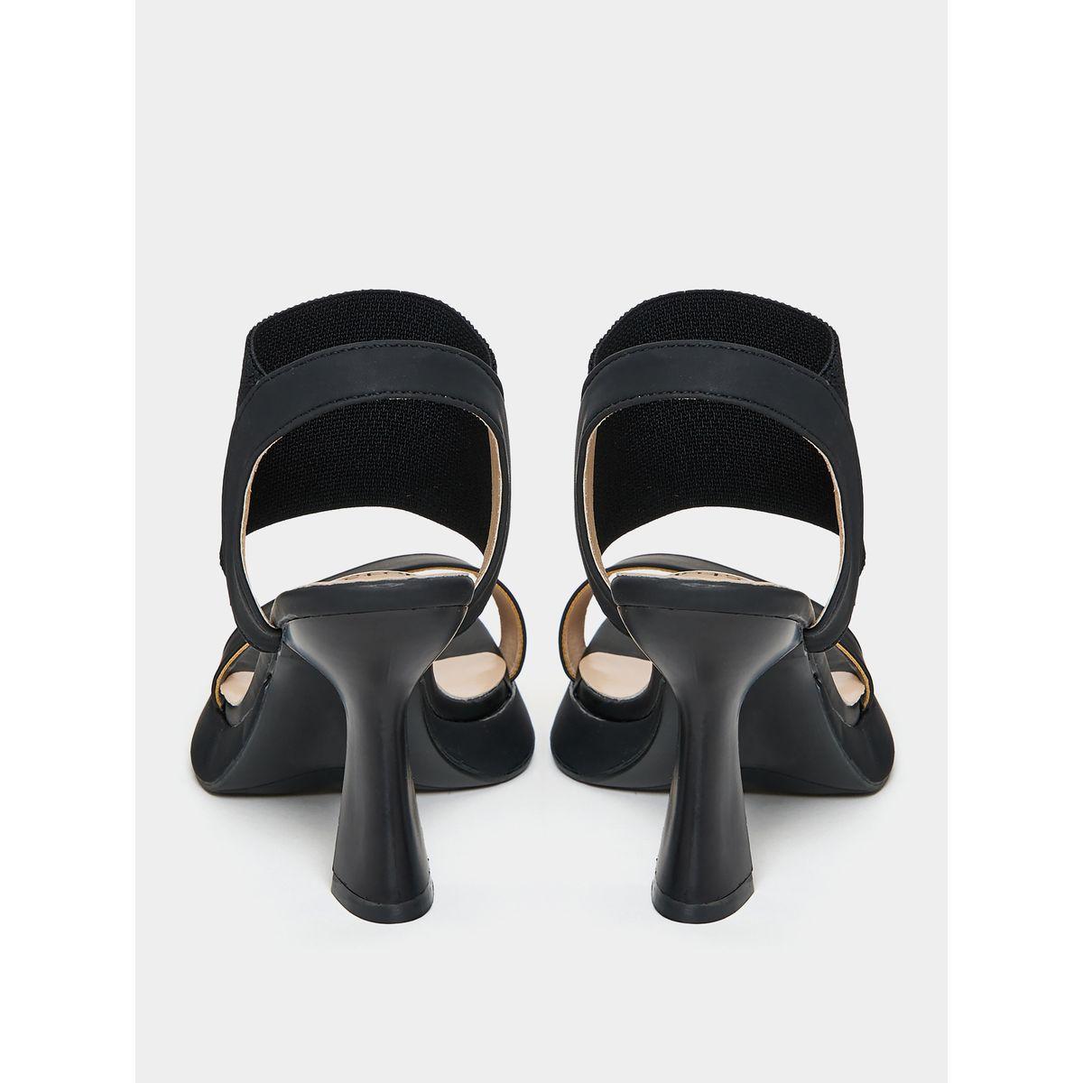 Styli Textured Thick Ankle Strap Mid Heel Sandal-women-shoes-heels-image-4