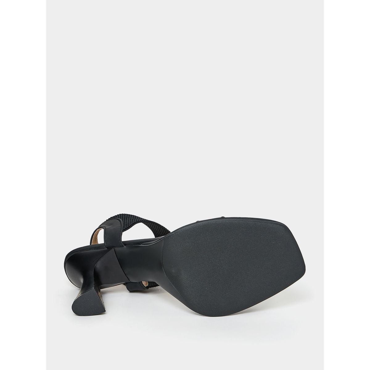 Styli Textured Thick Ankle Strap Mid Heel Sandal-women-shoes-heels-image-7