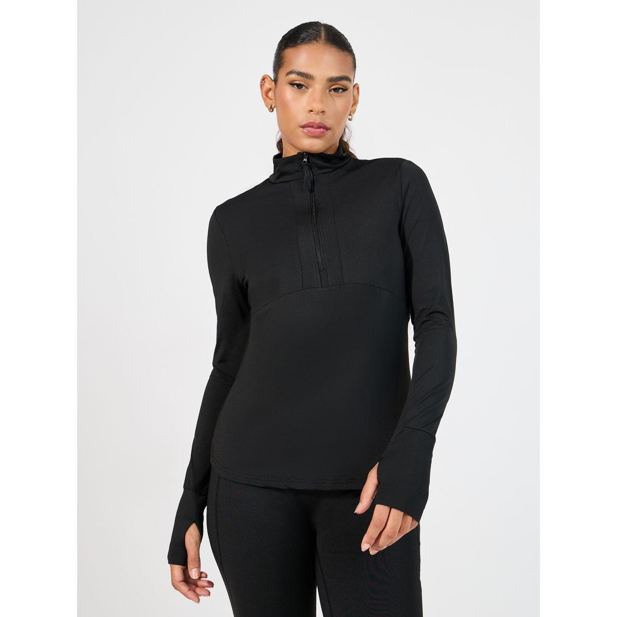 بلوزة بنصف سحَّاب غلق ودرزات-women-clothing-sportswearandactivewear-tshirtsandvests-image-1