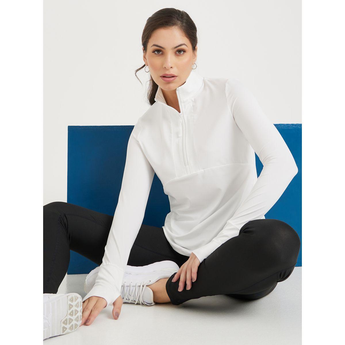 Styli Active Half Zip Up Multi Panel Seam Thumbhole Detail Active Top-women-clothing-sportswearandactivewear-tshirtsandvests-image-1