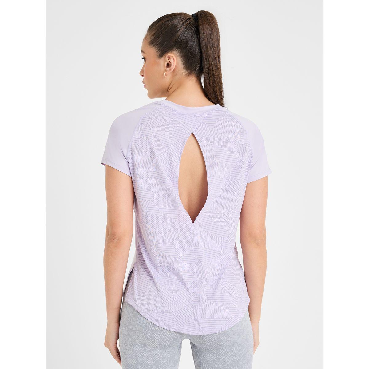 Styli Active Textured Peep Back Single Side Slit Top-women-clothing-sportswearandactivewear-tshirtsandvests-image-4