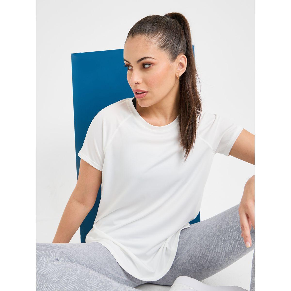 Styli Active Textured Peep Back Single Side Slit Top-women-clothing-sportswearandactivewear-tshirtsandvests-image-1