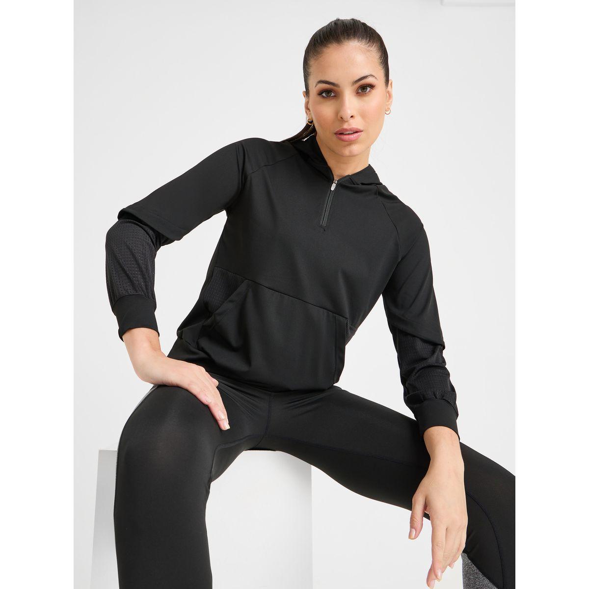 Styli Active Half Zip Up Mesh Detail Hooded Top-women-clothing-sportswearandactivewear-tshirtsandvests-image-1