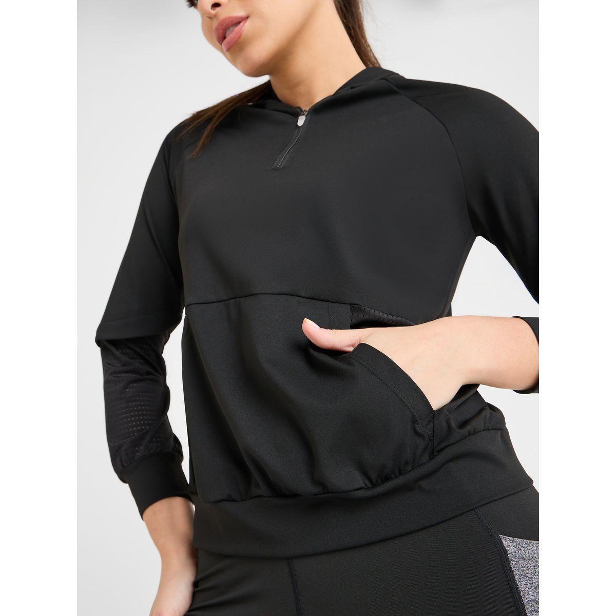 Styli Active Half Zip Up Mesh Detail Hooded Top-women-clothing-sportswearandactivewear-tshirtsandvests-image-3