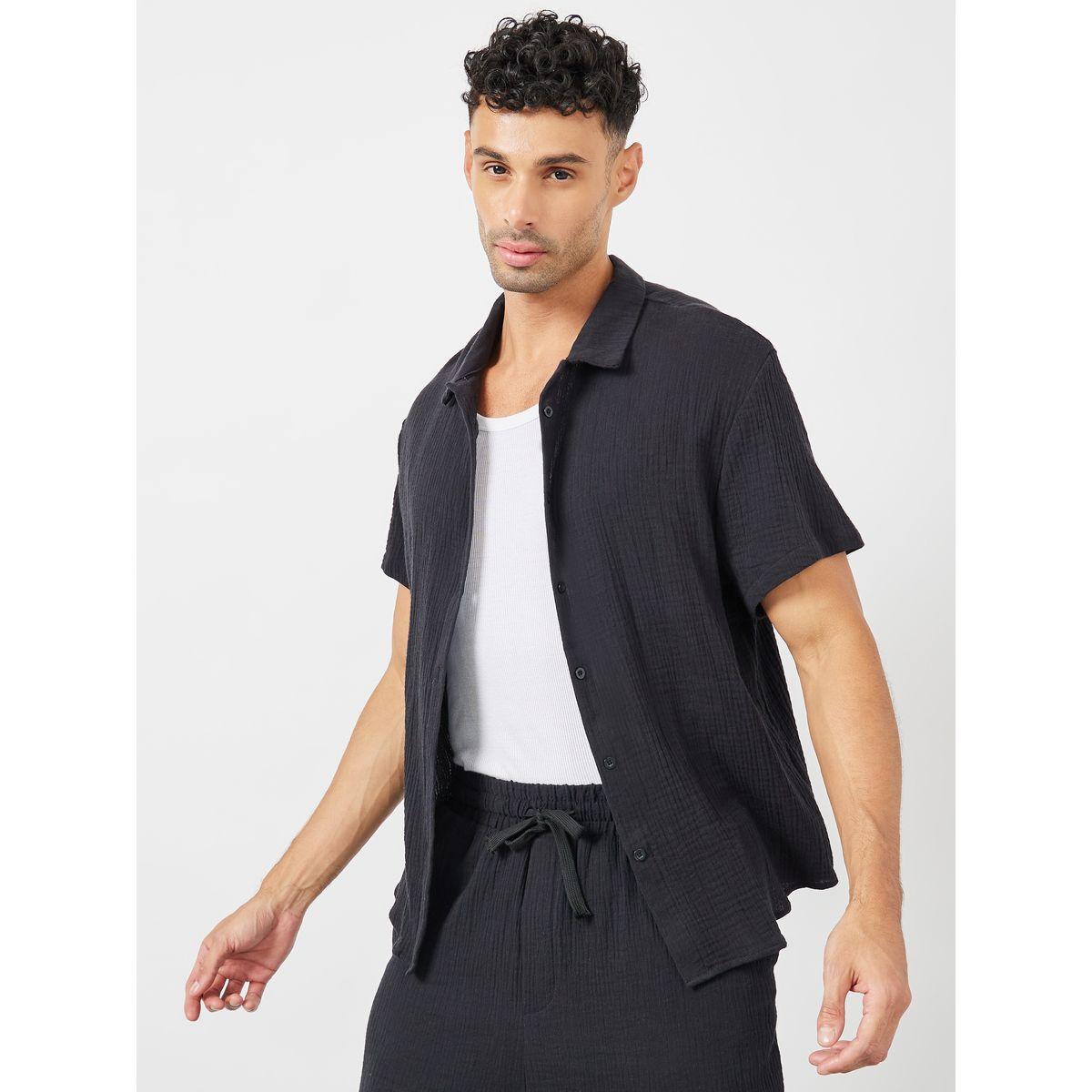 Styli Crinkled Cotton Resort Collar Shirt-men-clothing-shirts-image-5