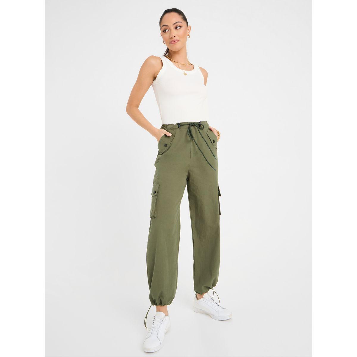 Styli Parachute Cargo Pant with Drawstring Waistband-women-clothing-bottoms-trousers-image-2