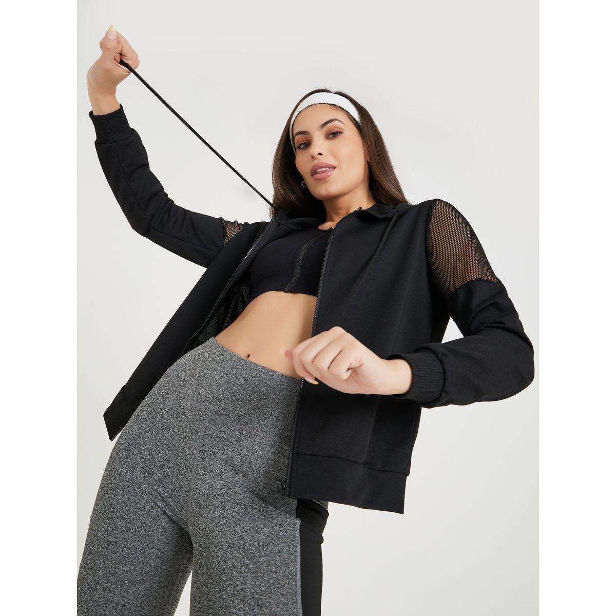 Styli Active Mesh Detail Zip Up Active Hooded Jacket-women-clothing-sportswearandactivewear-tshirtsandvests-image-1