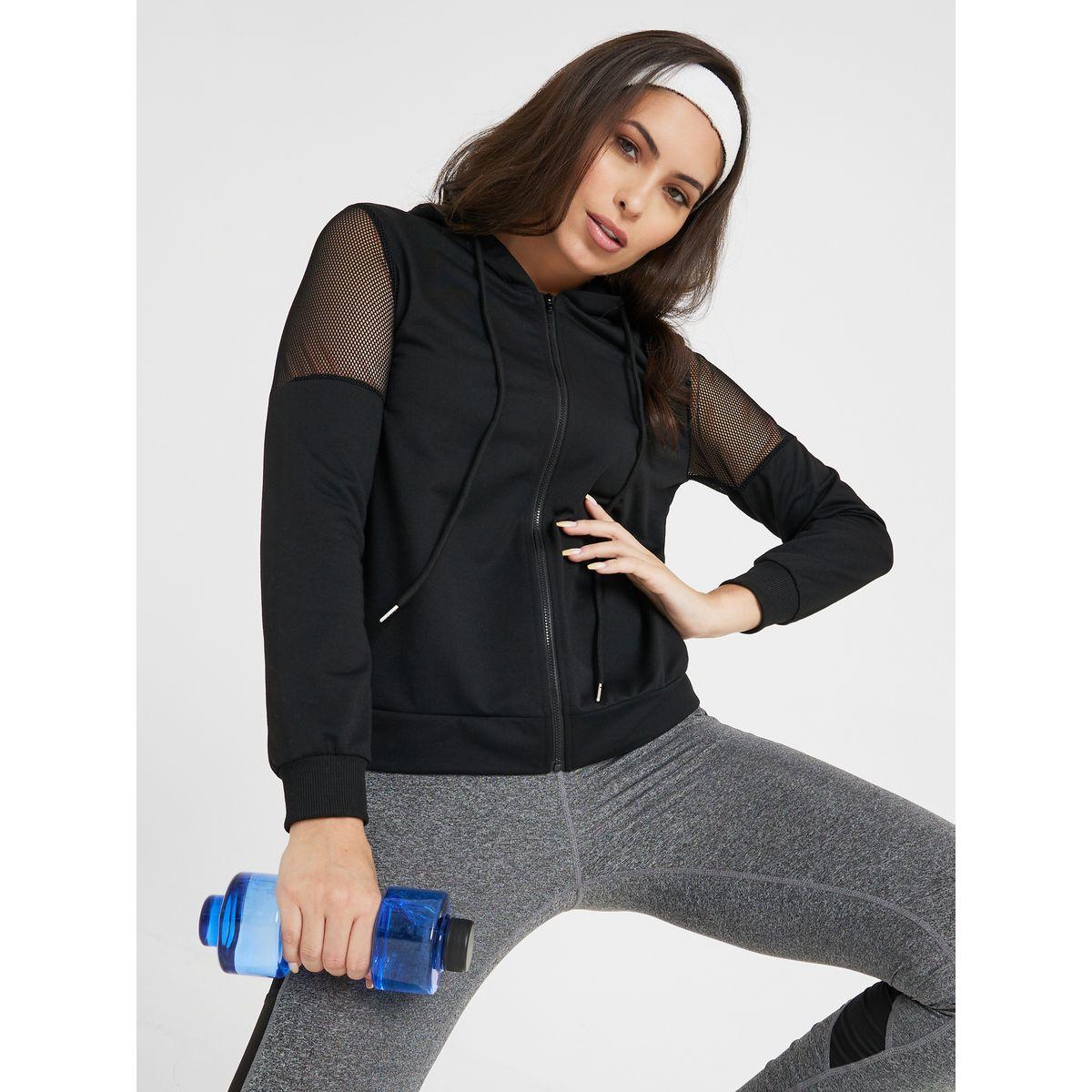 Styli Active Mesh Detail Zip Up Active Hooded Jacket-women-clothing-sportswearandactivewear-tshirtsandvests-image-3