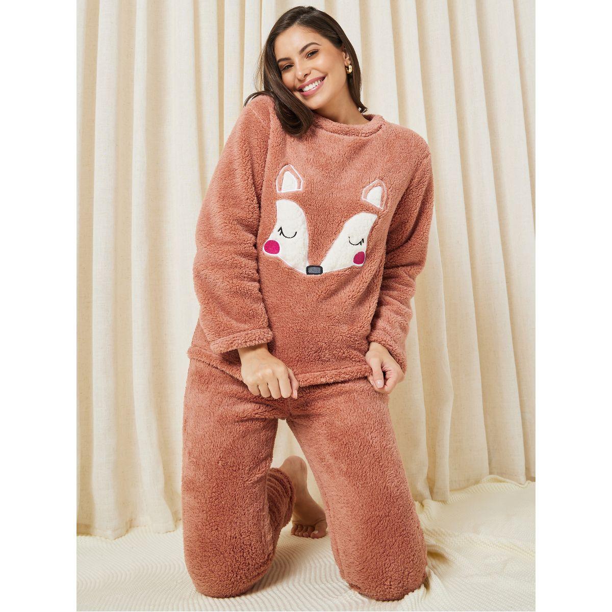 Fleece cuffed pyjamas sale