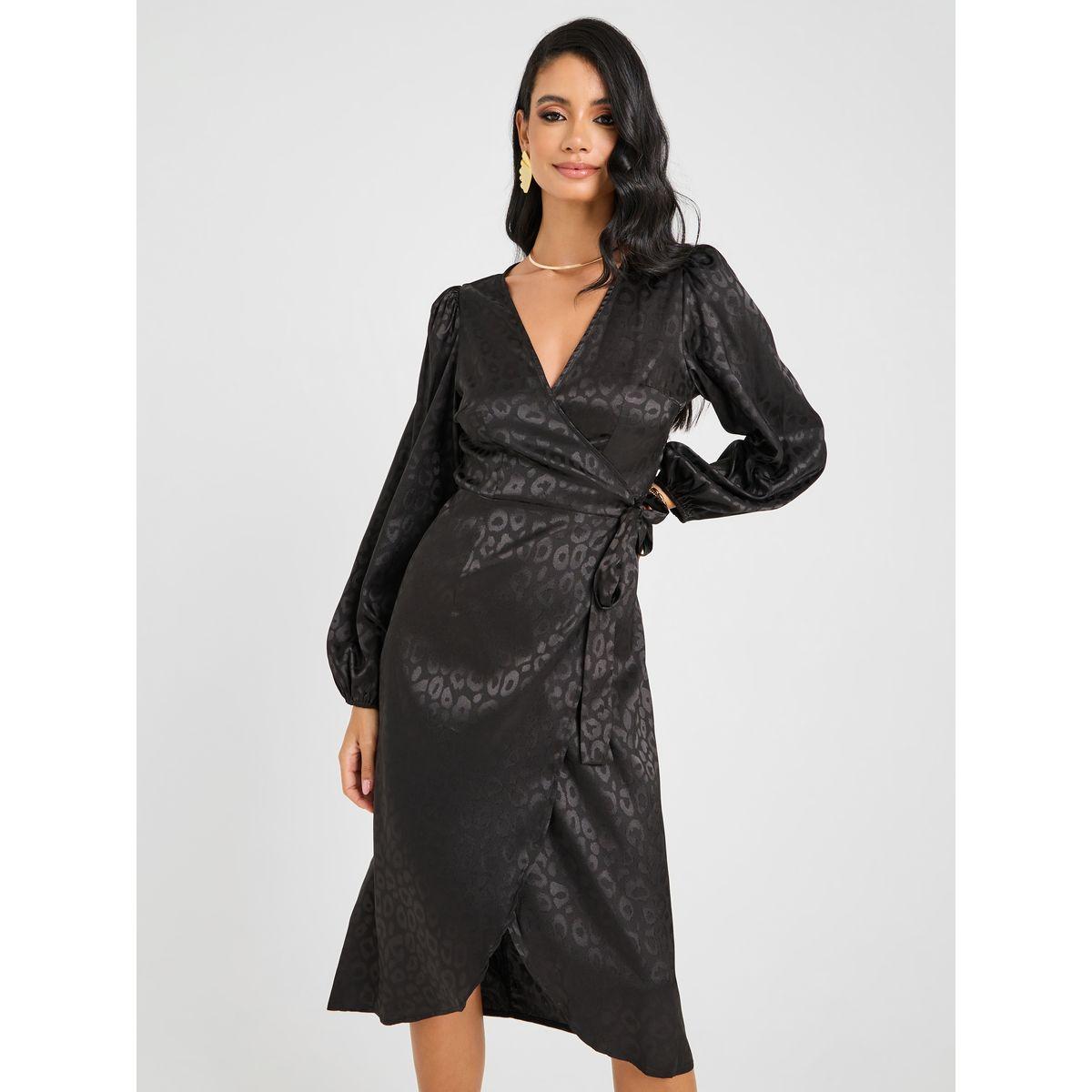 Styli Animal Jacquard Wrap Midi Dress-women-clothing-dresses-image-2
