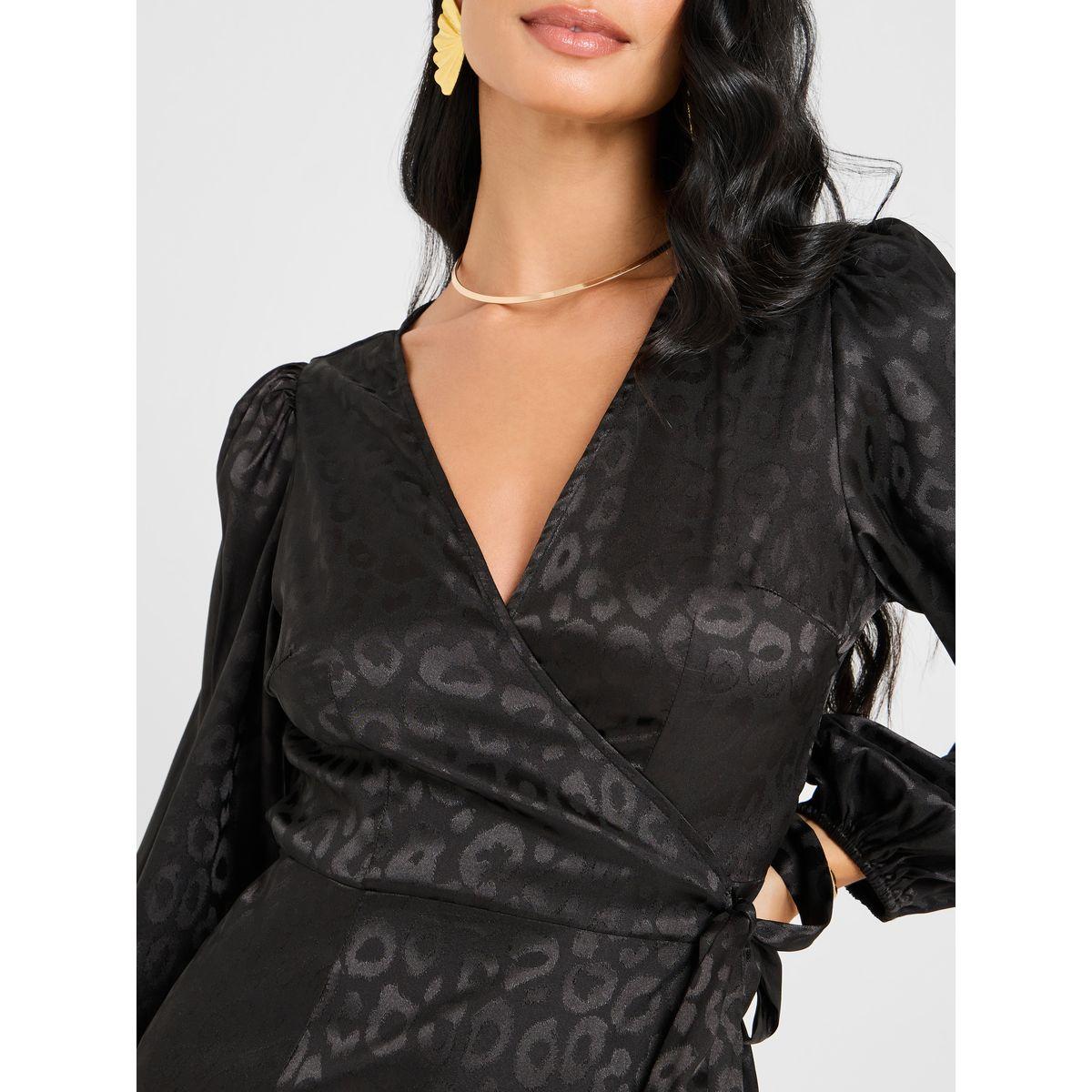 Styli Animal Jacquard Wrap Midi Dress-women-clothing-dresses-image-4