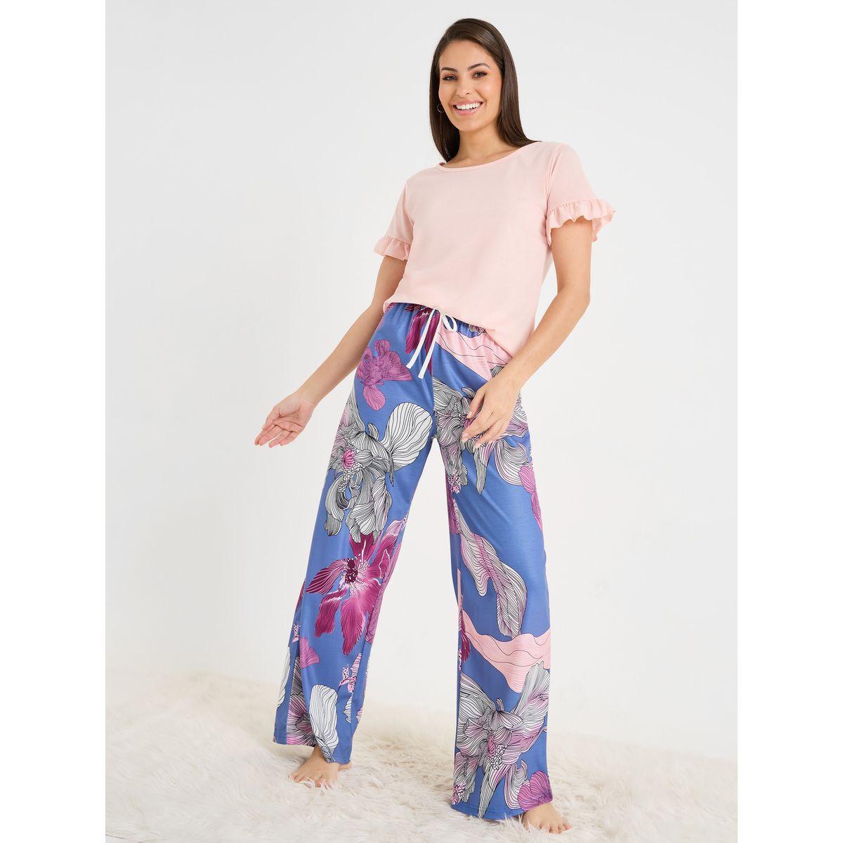طقم بيجاما من ( تيشيرت + بنطال )-women-clothing-nightwear-pyjamas-longsets-image-1