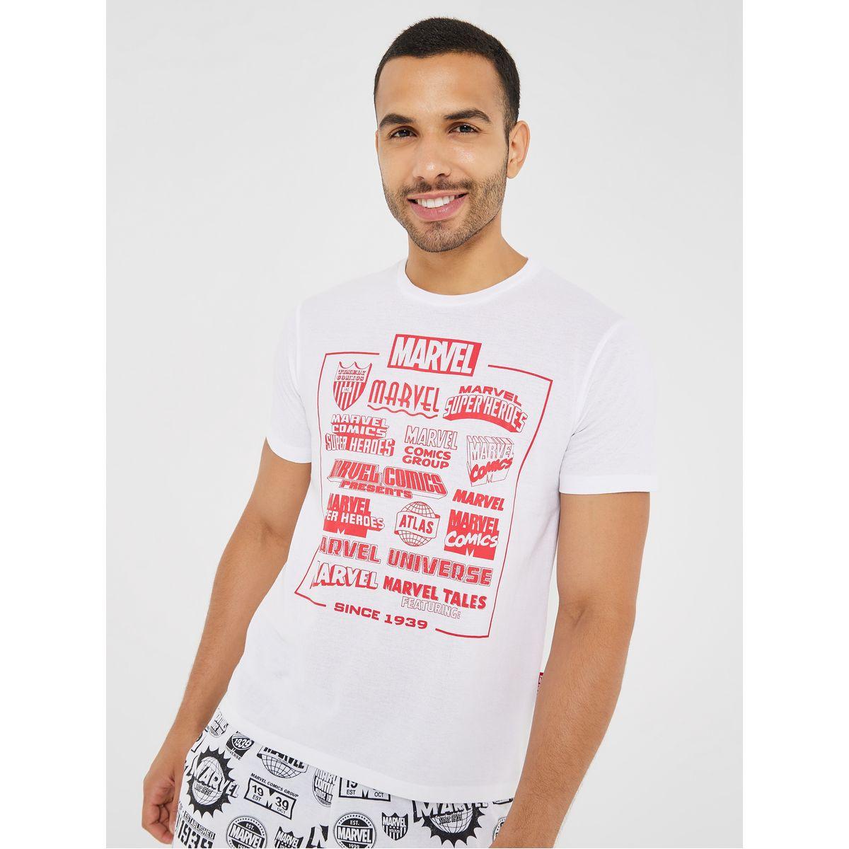 Marvel Comics Graphic Cotton T-Shirt & Shorts Set-men-clothing-nightwear-sets-image-2