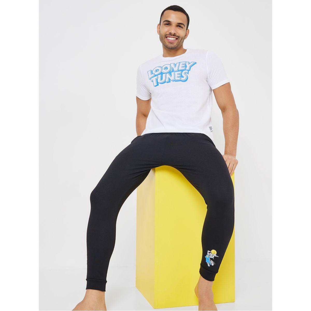 Looney Tunes Graphic Cotton T-Shirt & Pyjama Set-men-clothing-nightwear-sets-image-1