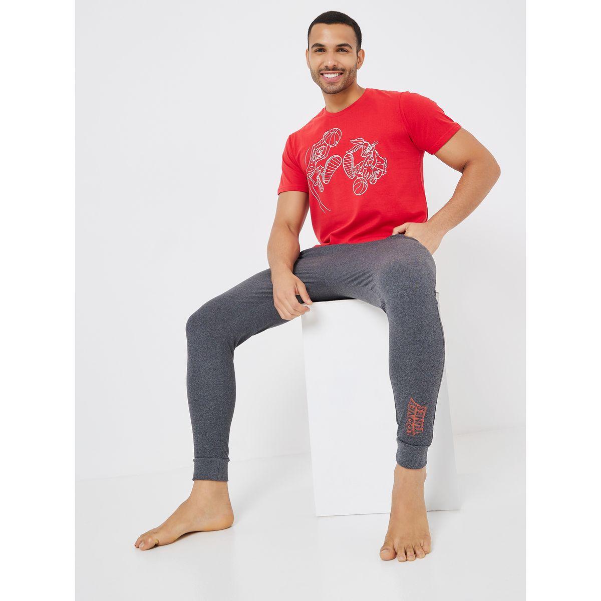 Looney Tunes Graphic Cotton T-Shirt & Pyjama Set-men-clothing-nightwear-sets-image-1