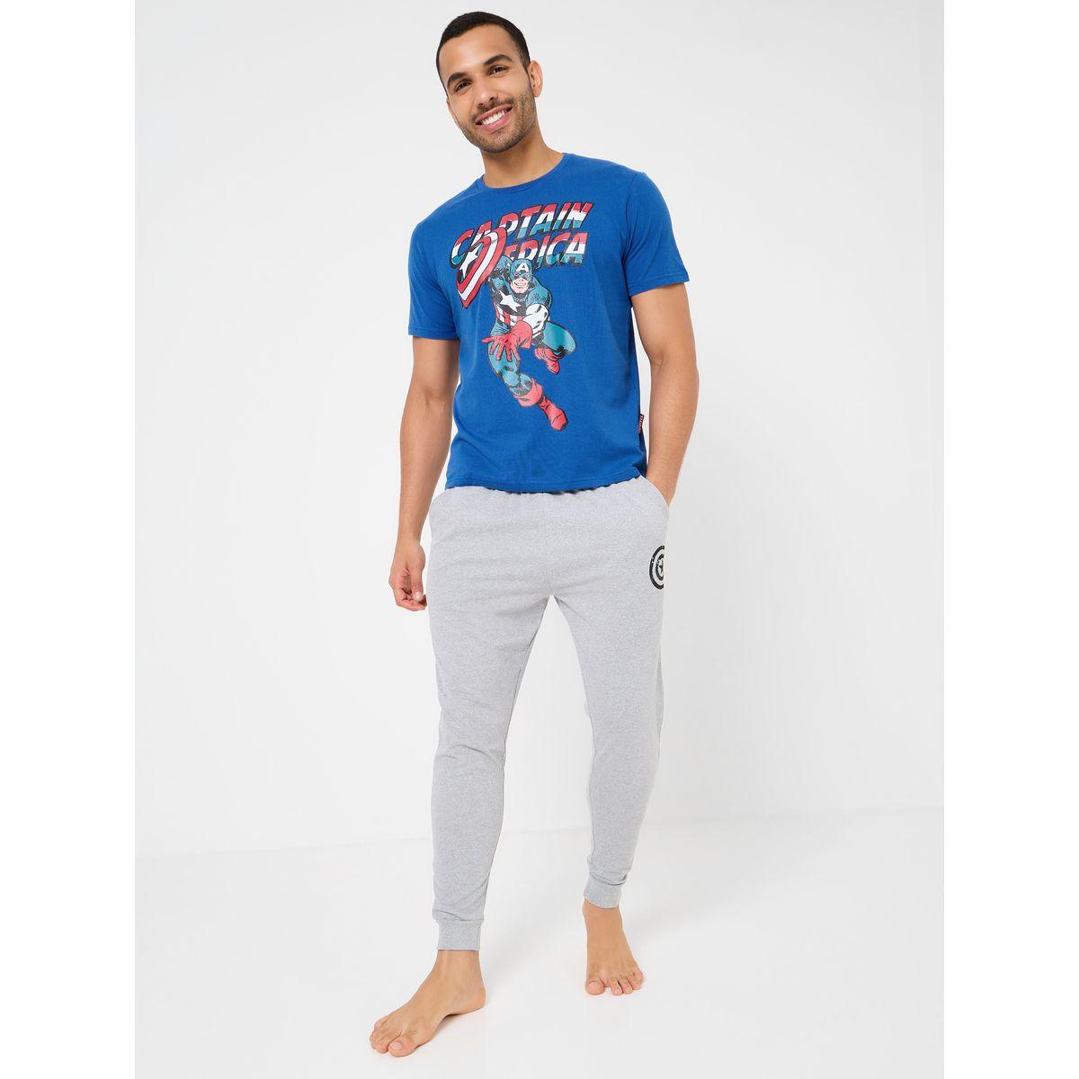 Captian America Graphic Cotton T-Shirt & Pyjama Set-men-clothing-nightwear-sets-image-1