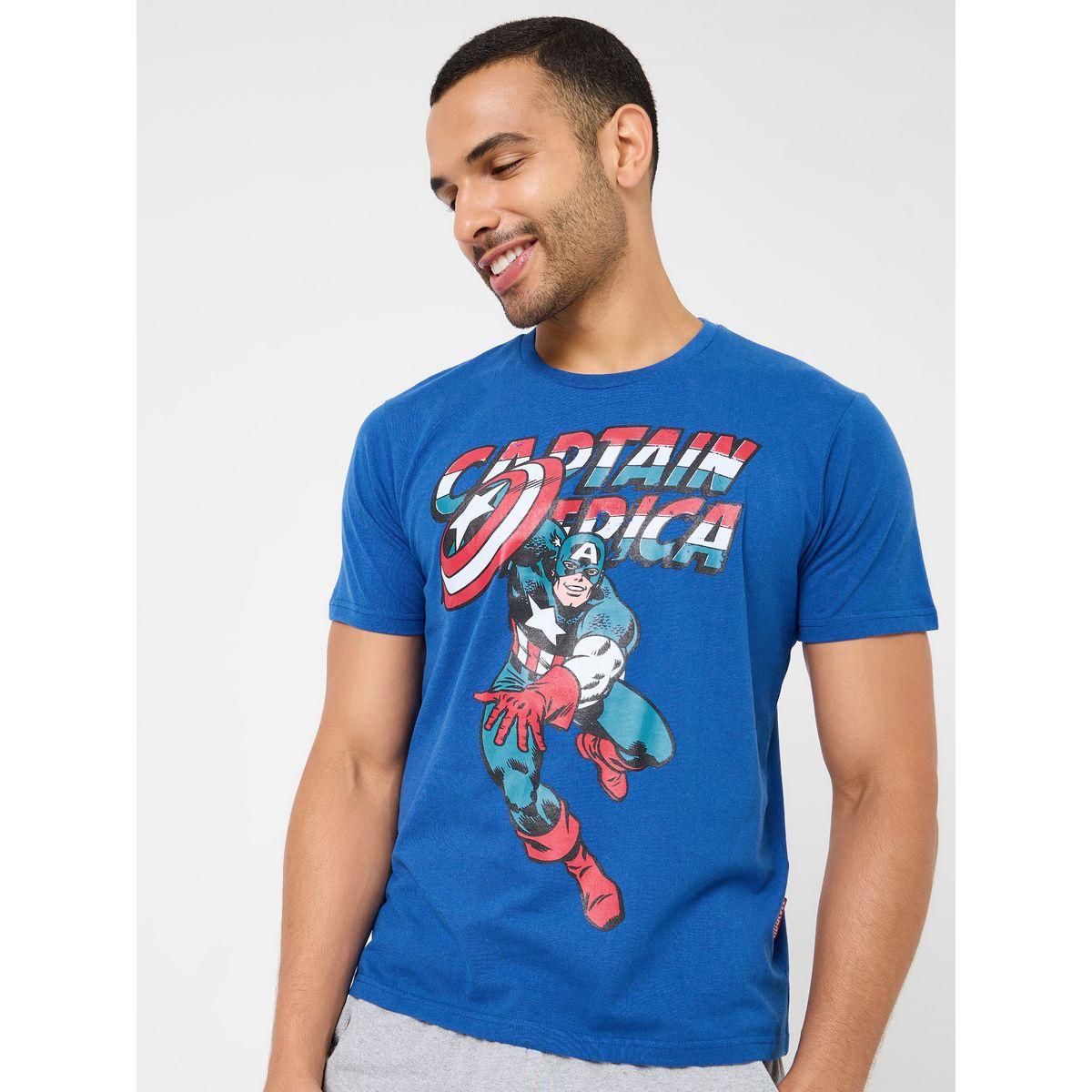 Captian America Graphic Cotton T-Shirt & Pyjama Set-men-clothing-nightwear-sets-image-2