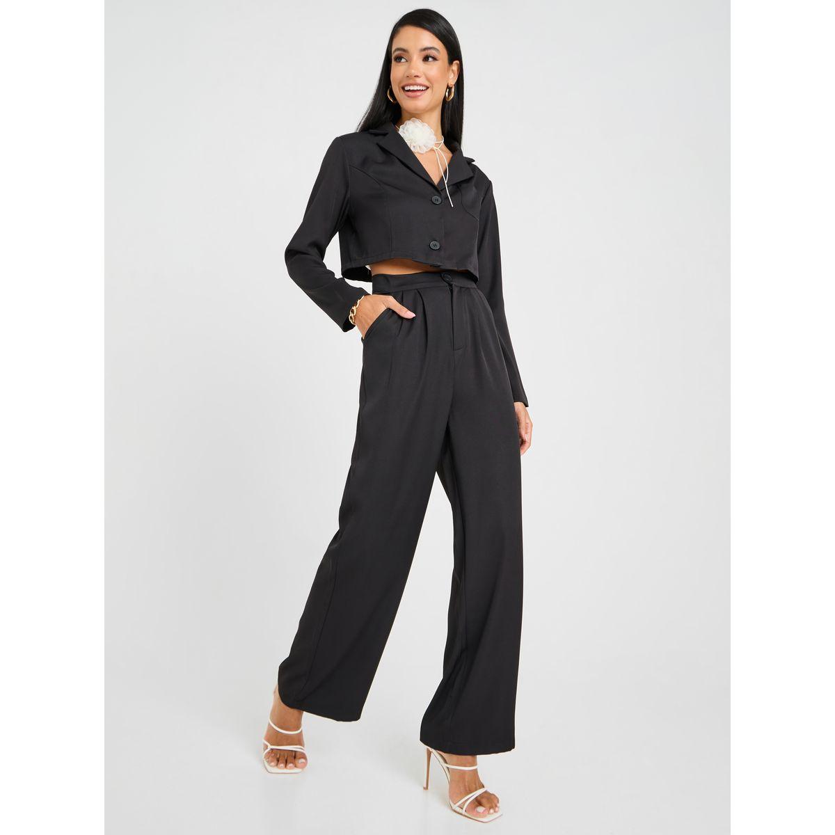 Styli Double Breasted Crop Blazer & Tailored Pants Set-women-clothing-coordsets-image-1