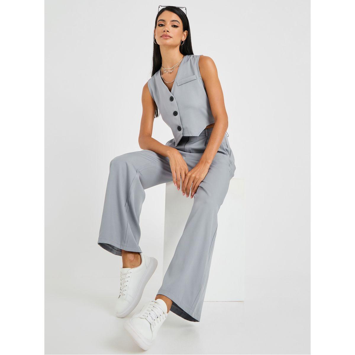 Styli Waistcoat Blazer & Straight Leg Pants Co-Ord Set-women-clothing-coordsets-image-1
