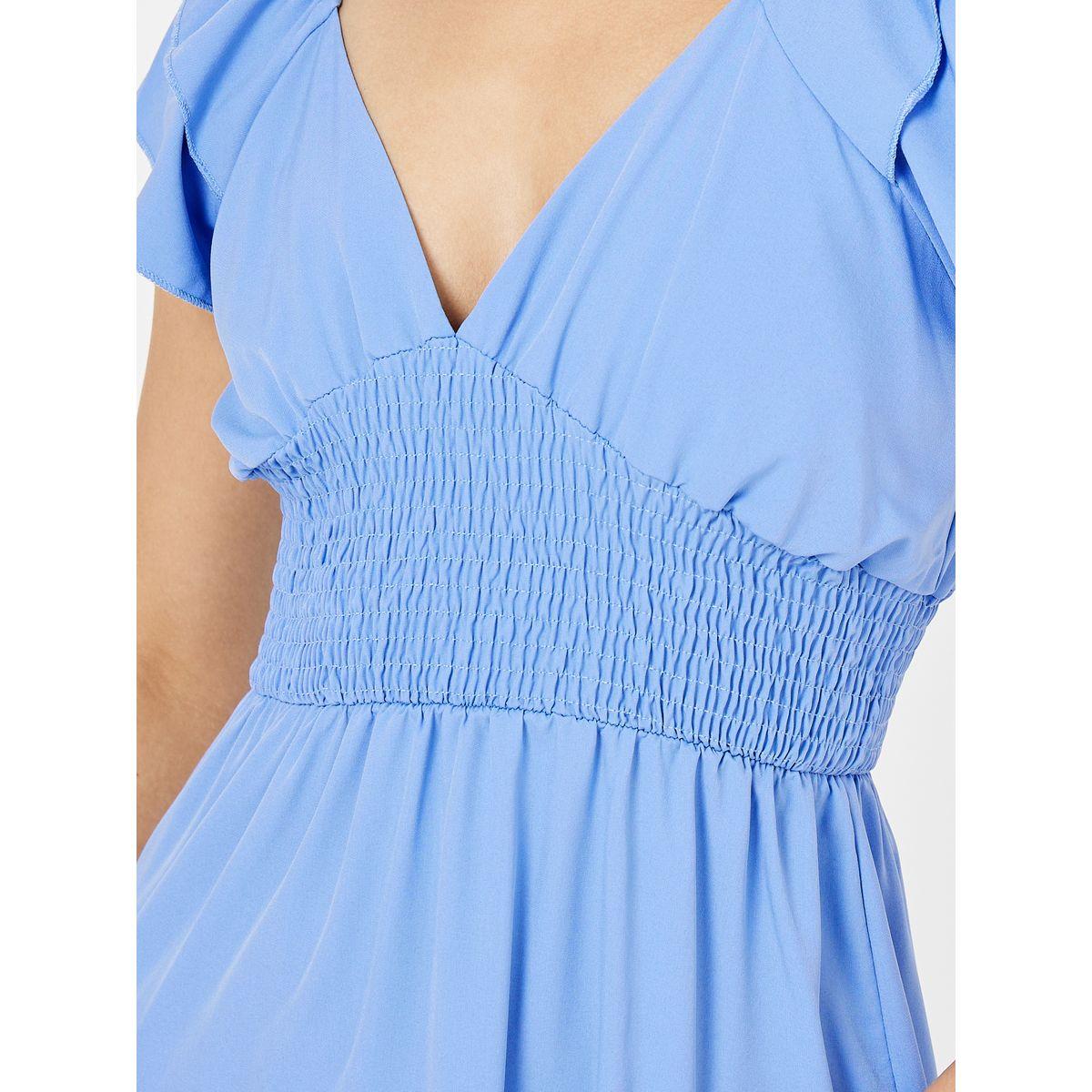 Styli Frill Sleeve Gathered Waist Tiered Midi Dress-women-clothing-dresses-image-4