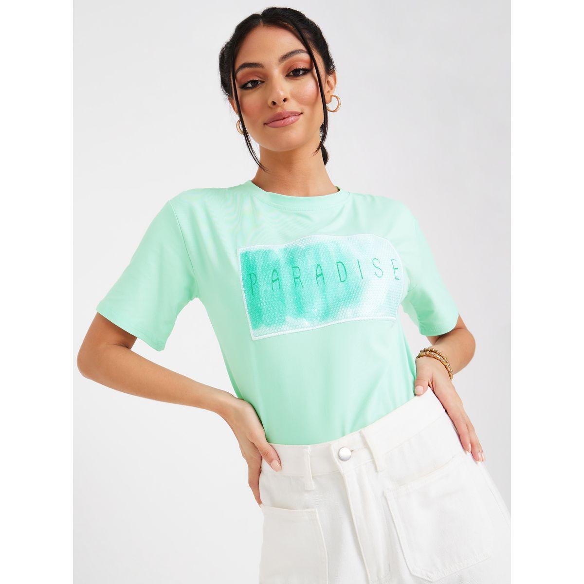 Styli Regular Fit Printed Patch Detail T-Shirt-women-clothing-tshirts-image-1