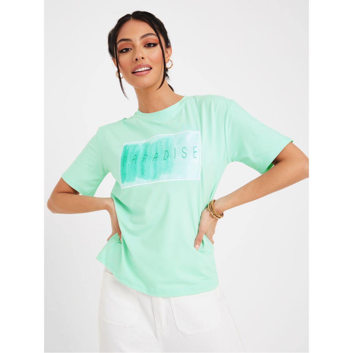 Styli Regular Fit Printed Patch Detail T-Shirt-women-clothing-tshirts-image-3