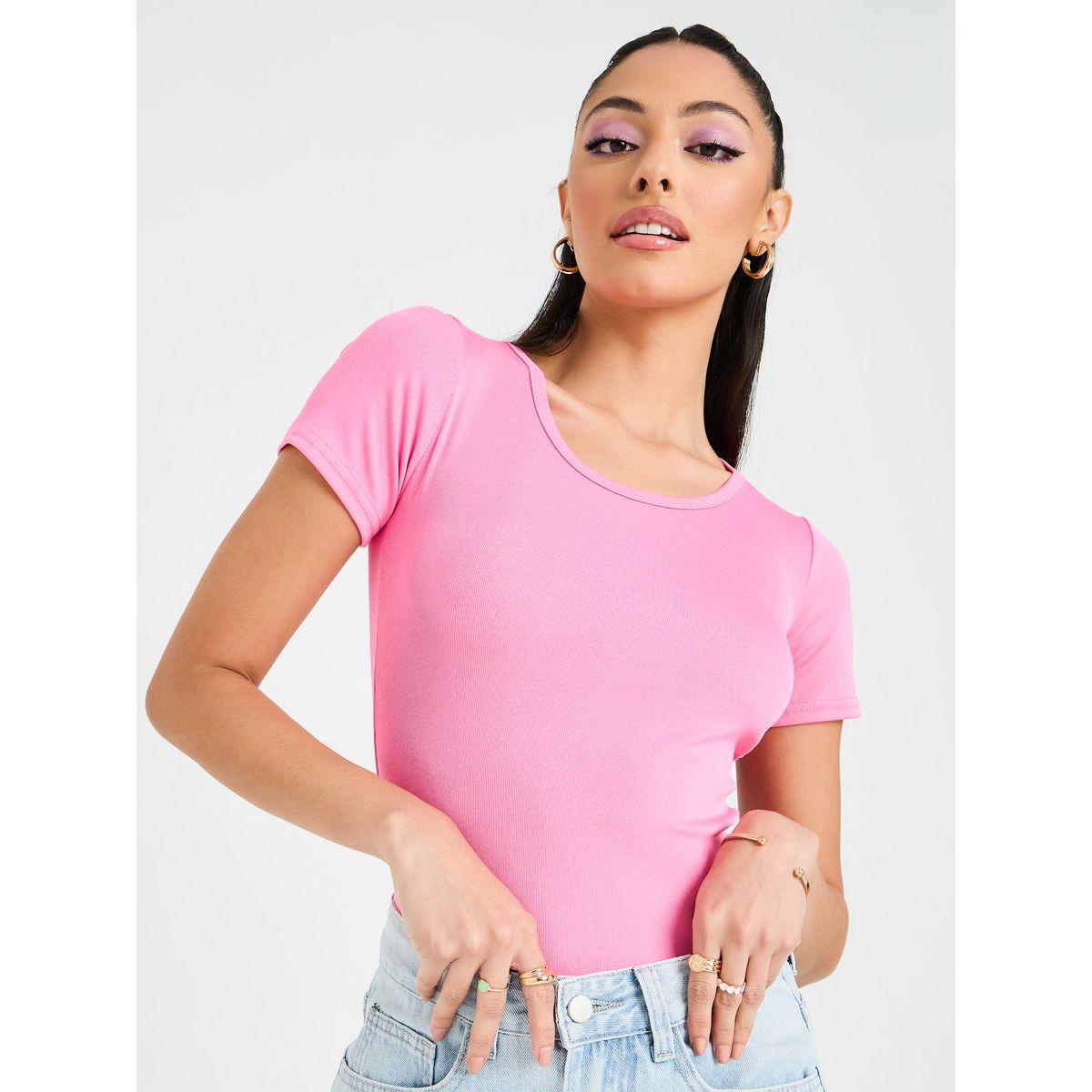 Styli Slim Fit Solid Round Neck Top-women-clothing-shirtsandblouses-blouses-image-2