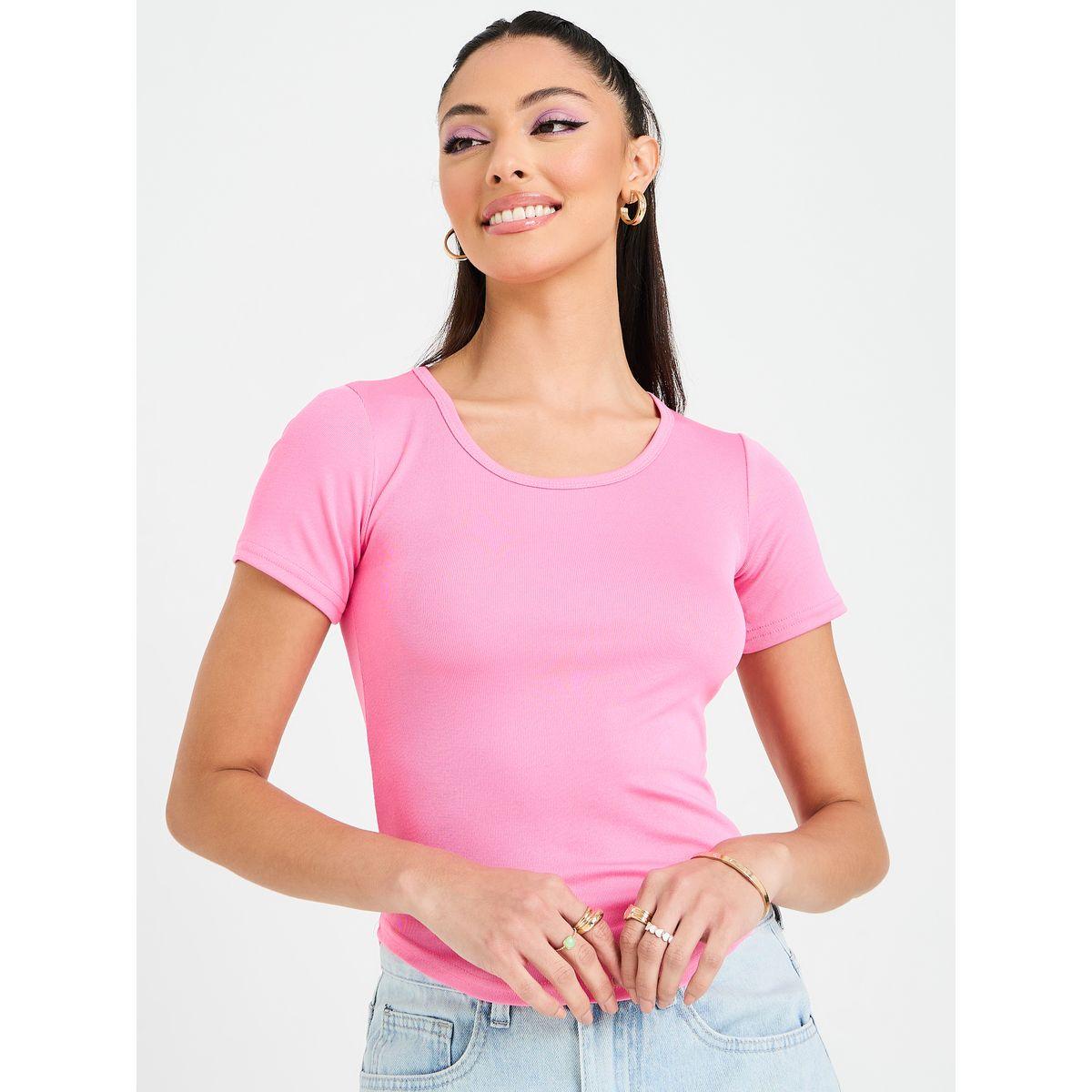 Styli Slim Fit Solid Round Neck Top-women-clothing-shirtsandblouses-blouses-image-4
