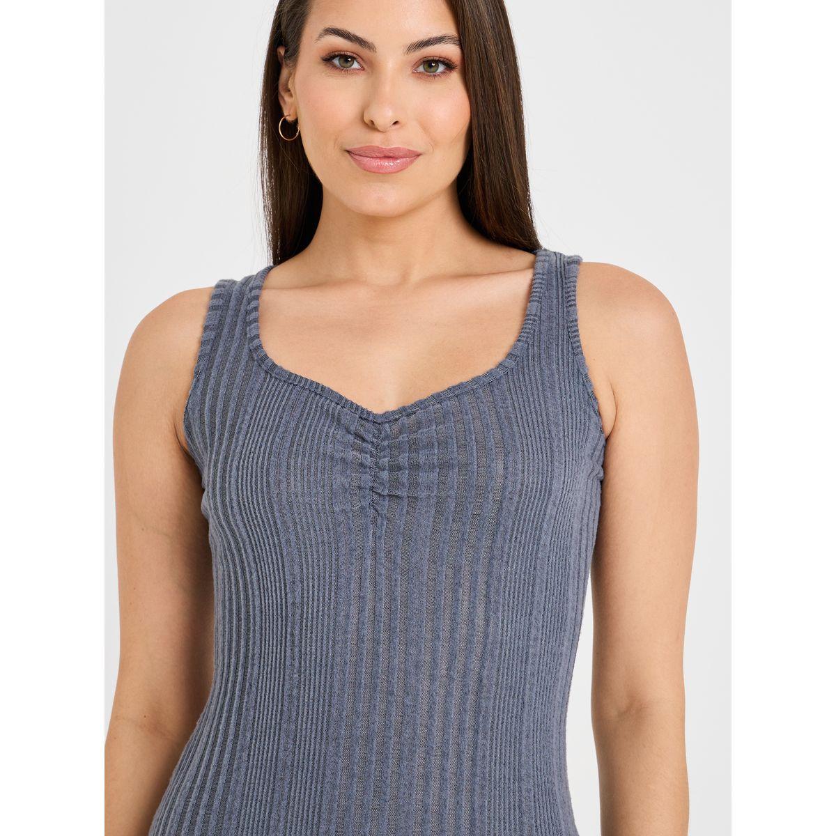 Styli Unwind Rib Ruch Centre Side Slit Midi Nightdress-women-clothing-nightwear-nighties-image-3