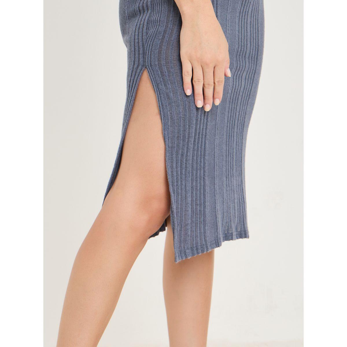 Styli Unwind Rib Ruch Centre Side Slit Midi Nightdress-women-clothing-nightwear-nighties-image-4