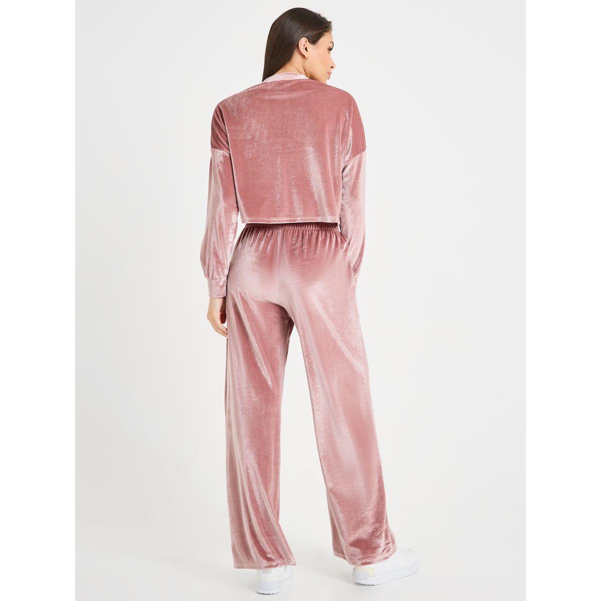 Styli Unwind Velour Drop Shoulder Top & Wide Leg Lounge Set-women-clothing-coordsets-image-6