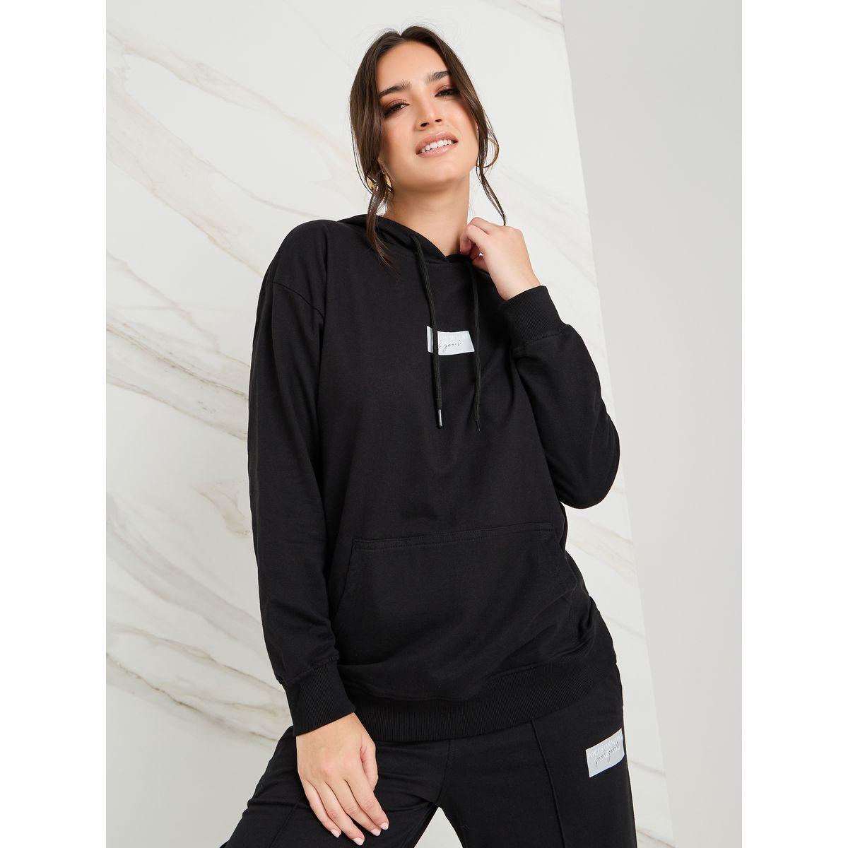 Styli Regular Fit Slogan Badge Longline Hoodie-women-winterwear-hoodiesandsweatshirts-hoodies-image-1
