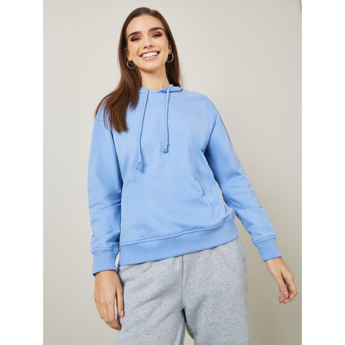 Styli Regular Fit Solid Hoodie with Front Pocket-women-winterwear-hoodiesandsweatshirts-hoodies-image-1