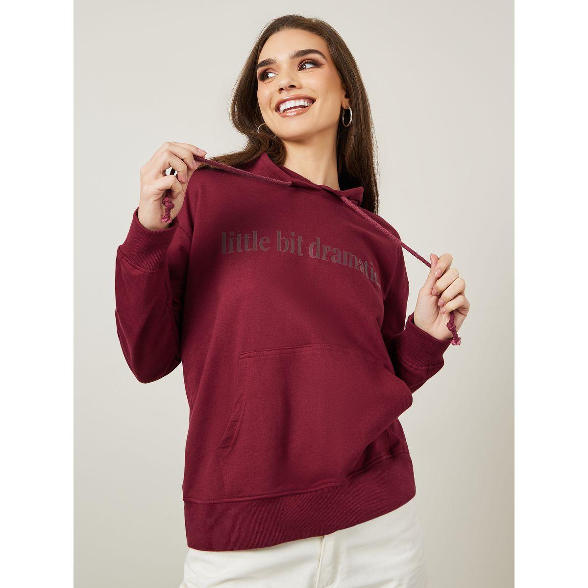 Styli Regular Fit Slogan Print Hoodie with Front Pocket-women-winterwear-hoodiesandsweatshirts-hoodies-image-1
