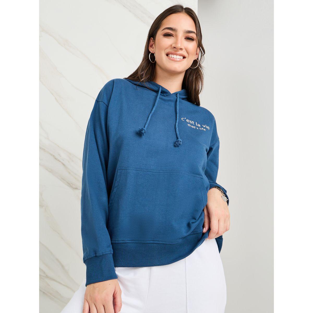 Styli Regular Fit Slogan Hoodie with Front Pocket-women-winterwear-hoodiesandsweatshirts-hoodies-image-1